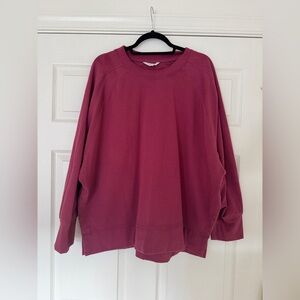 Earth Yoga Berry Sustainable Oversized Sweatshirt High Side Slits XL